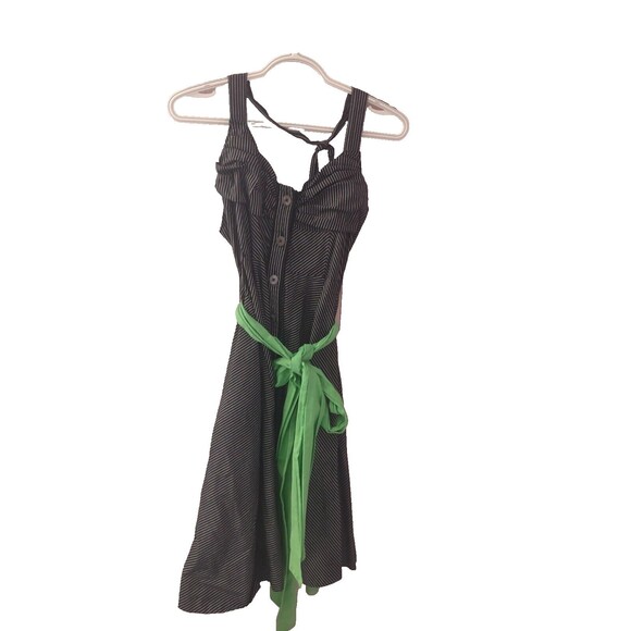 Anthropologie Dresses & Skirts - Anthropologie Maeve Black White Striped Button Tie Waist Midi Size 8